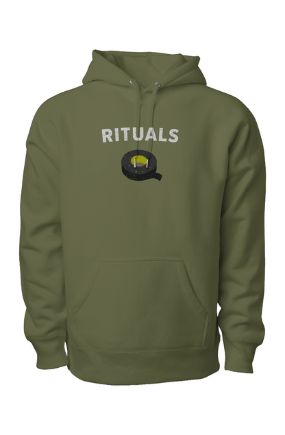 Rituals Black Tape Legend Heavyweight Hoodie Military Green | Barn Garb Hockey Threads