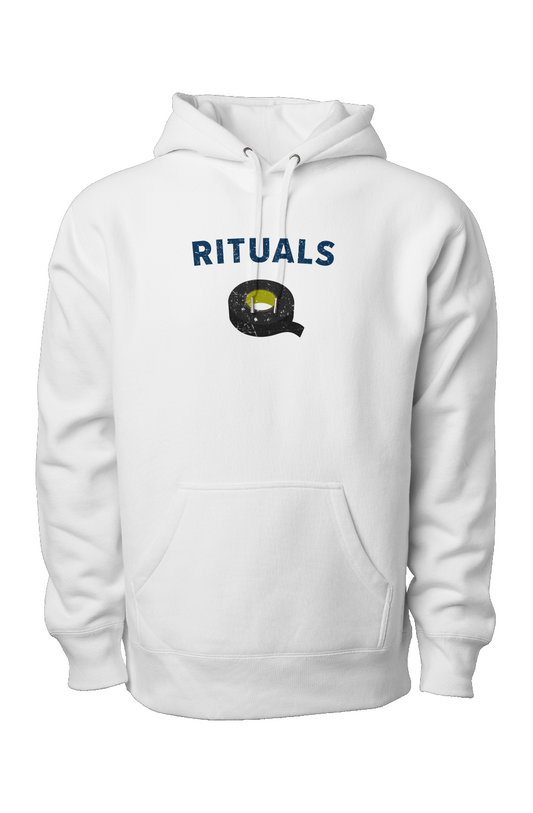 Rituals Black Tape Legend Heavyweight Hoodie White | Barn Garb Hockey Threads