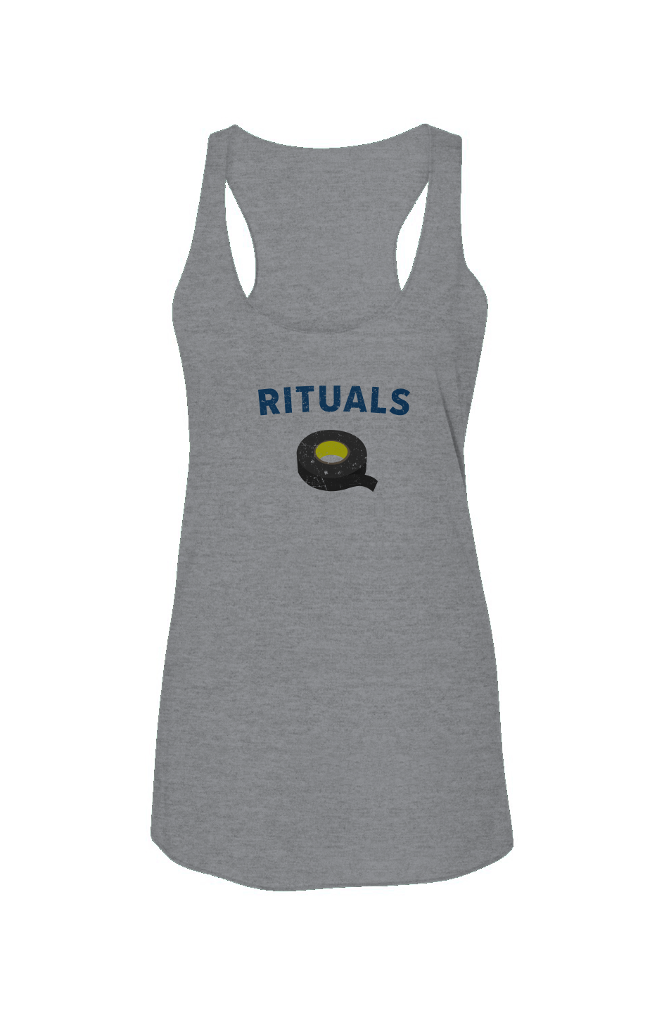 Rituals Black Tape Racerback Barn Tank Grey | Barn Garb Hockey Threads