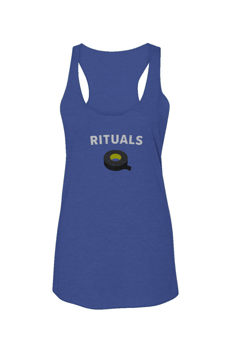 Rituals Black Tape Racerback Barn Tank Royal Blue | Barn Garb Hockey Threads