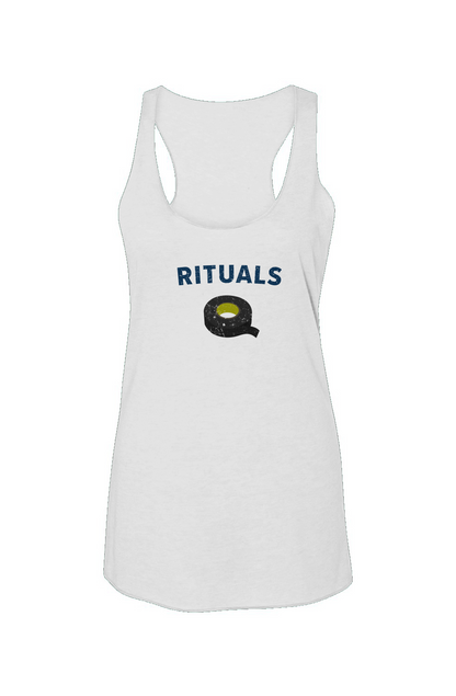 Rituals Black Tape Racerback Barn Tank White | Barn Garb Hockey Threads
