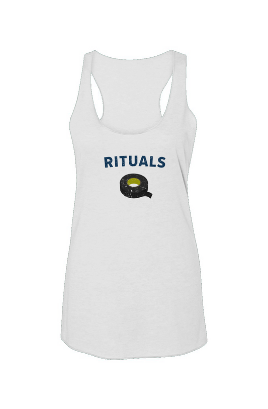 Rituals Black Tape Racerback Barn Tank White | Barn Garb Hockey Threads