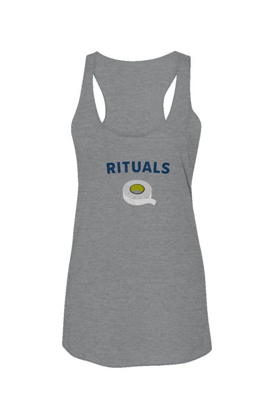 Rituals White Tape Racerback Barn Tank Grey | Barn Garb Hockey Threads