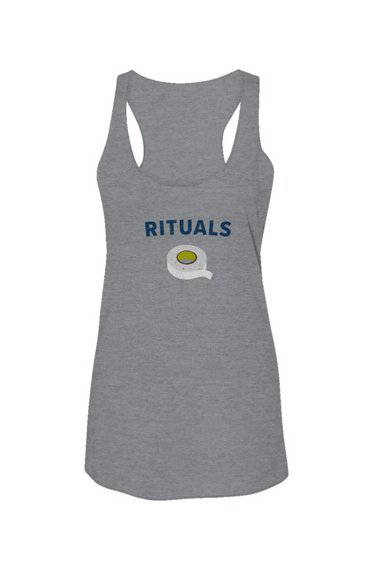 Rituals White Tape Racerback Barn Tank Grey | Barn Garb Hockey Threads