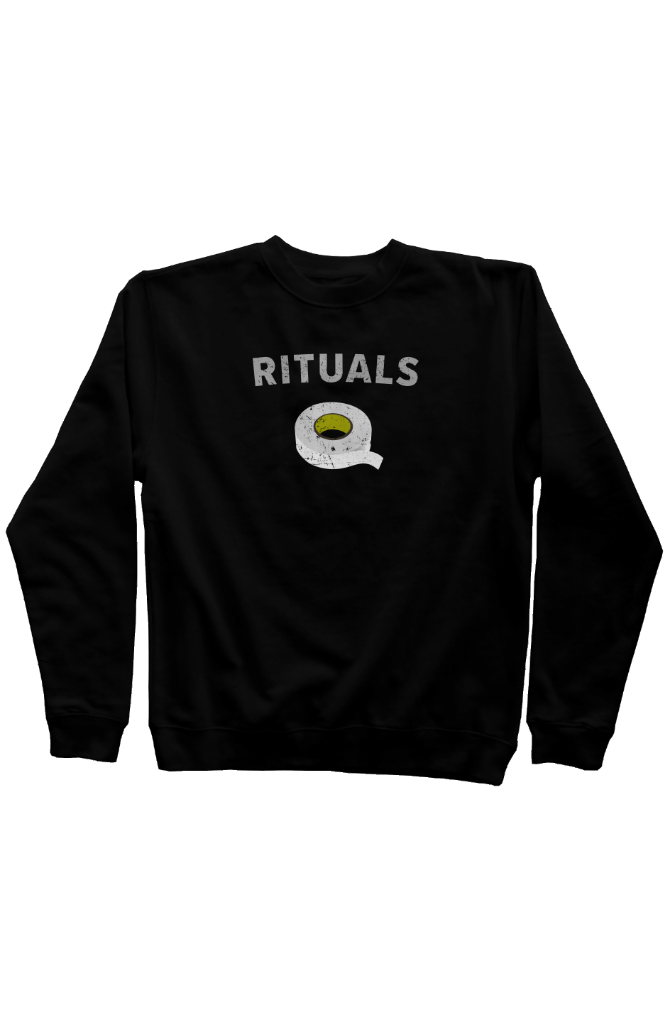 Rituals White Tape Rinkside Crewneck Sweatshirt Black | Barn Garb Hockey Threads