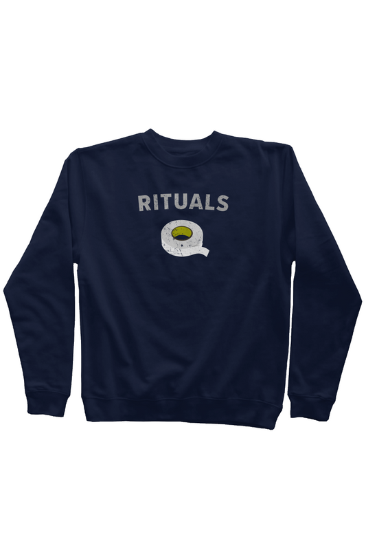 Rituals White Tape Rinkside Crewneck Sweatshirt Navy Blue | Barn Garb Hockey Threads