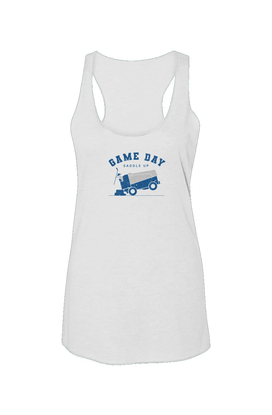 Saddle Up Racerback Barn Tank White | Barn Garb Hockey Threads