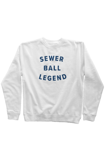 Sewer Ball Legend Rinkside Crewneck Sweatshirt White | Barn Garb Hockey Threads
