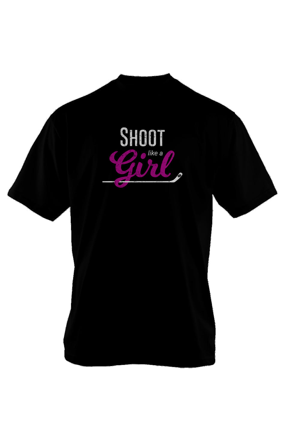 Shoot Like A Girl 90s Throwback Tee Black | Barn Garb Hockey Threads