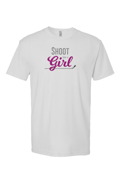 Shoot Like A Girl Breakaway Performance Tee White | Barn Garb Hockey Threads