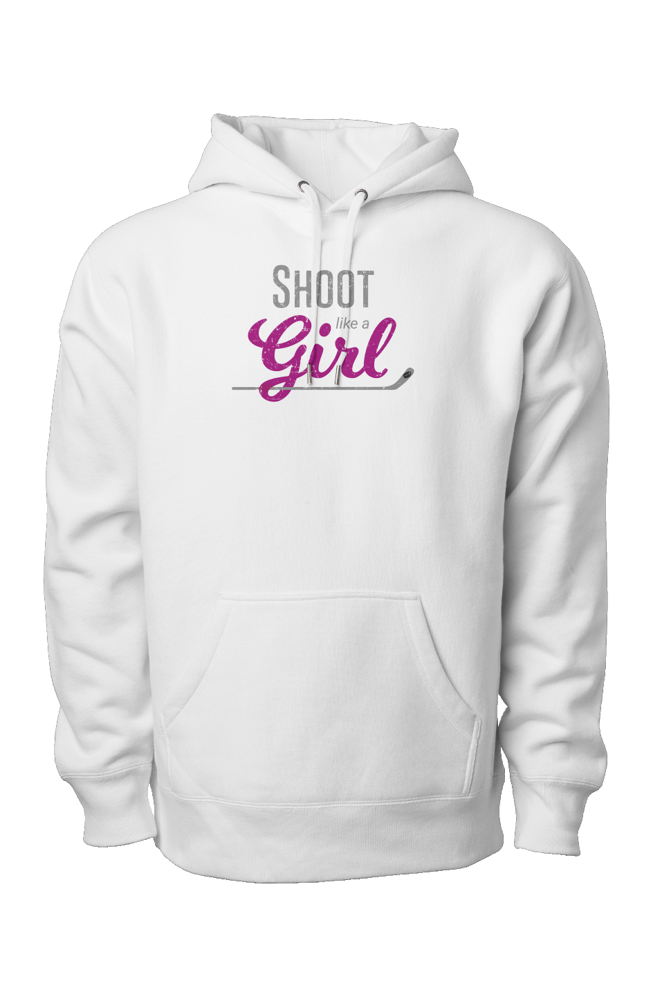 Shoot Like A Girl Legend Heavyweight Hoodie White | Barn Garb Hockey Threads