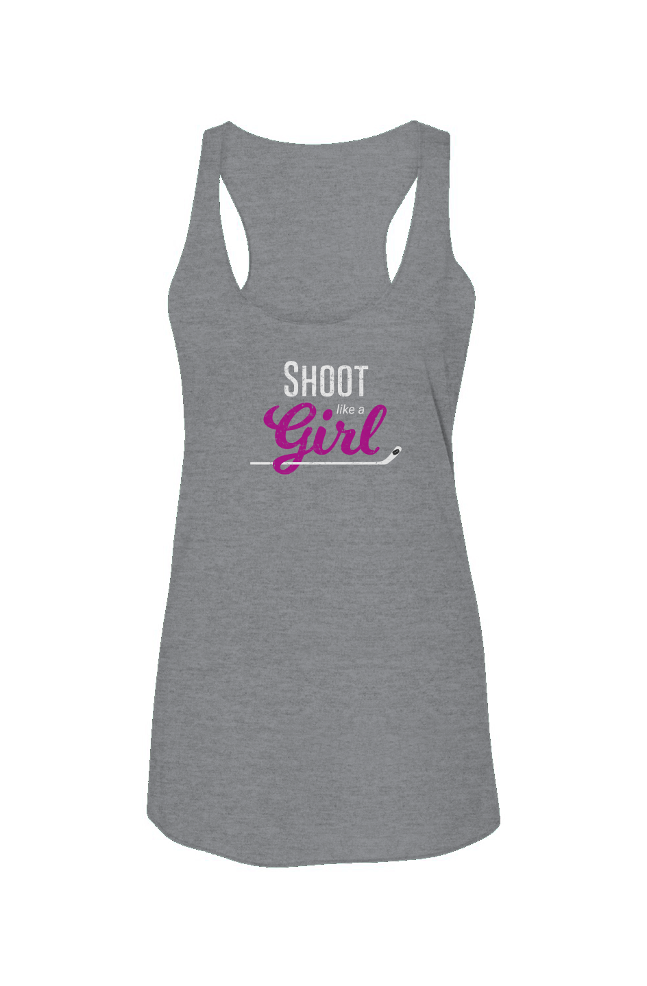 Shoot Like A Girl Racerback Barn Tank Grey | Barn Garb Hockey Threads