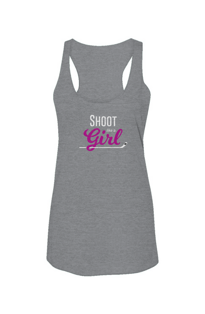 Shoot Like A Girl Racerback Barn Tank Grey | Barn Garb Hockey Threads