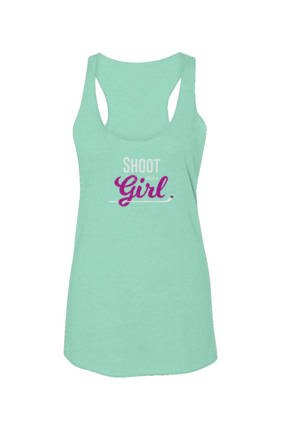 Shoot Like A Girl Racerback Barn Tank Mint | Barn Garb Hockey Threads