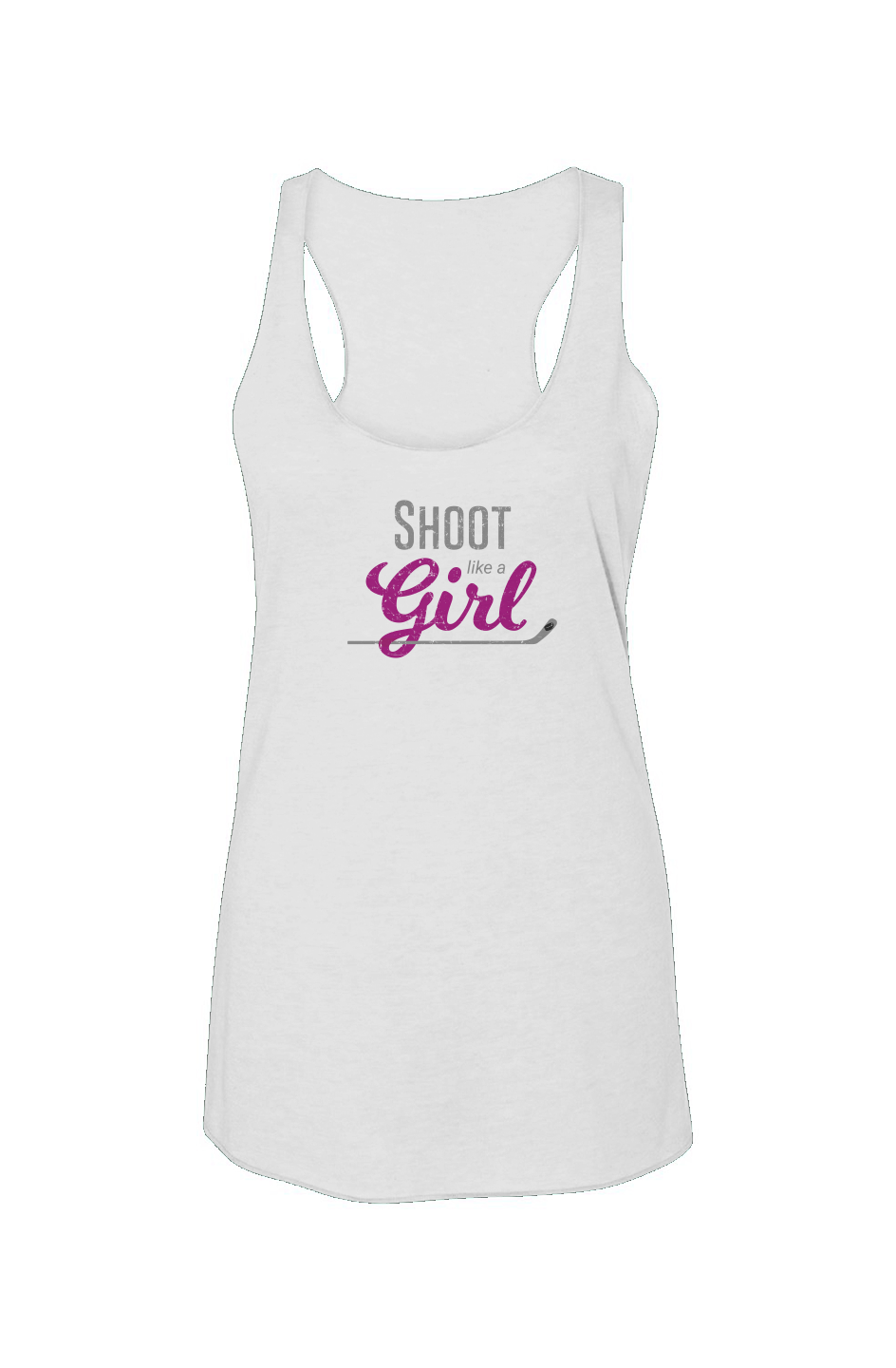 Shoot Like A Girl Racerback Barn Tank White | Barn Garb Hockey Threads