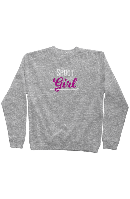 Shoot Like a Girl Rinkside Crewneck Sweatshirt Grey | Barn Garb Hockey Threads