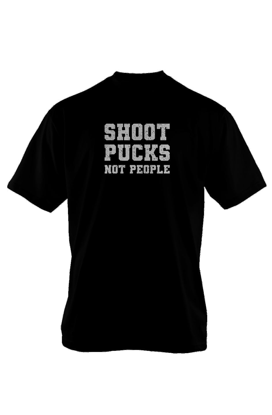Shoot Pucks Not People 90s Throwback Tee Black | Barn Garb Hockey Threads