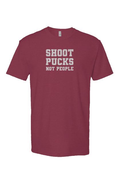 Shoot Pucks Not People Breakaway Performance Tee Heather Cardinal | Barn Garb Hockey Threads