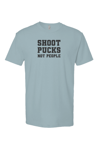 Shoot Pucks Not People Breakaway Performance Tee Ice Blue | Barn Garb Hockey Threads