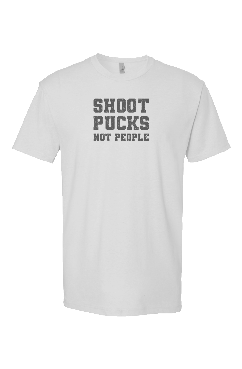Shoot Pucks Not People Breakaway Performance Tee White | Barn Garb Hockey Threads