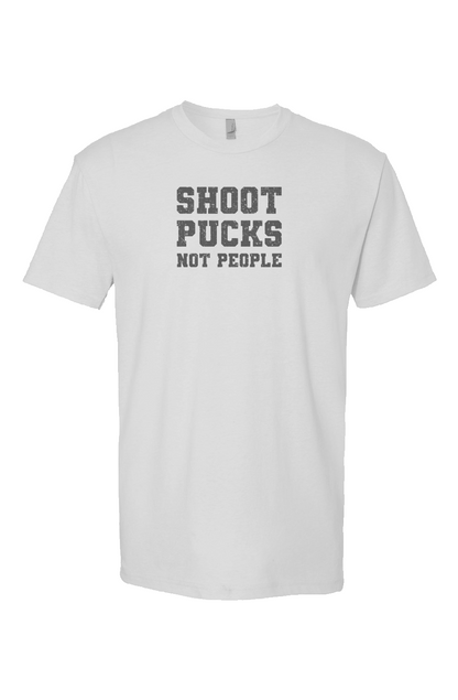 Shoot Pucks Not People Breakaway Performance Tee White | Barn Garb Hockey Threads