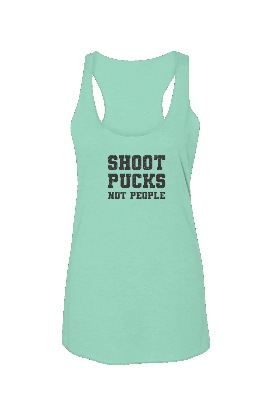 Shoot Pucks Not People Racerback Barn Tank Mint | Barn Garb Hockey Threads