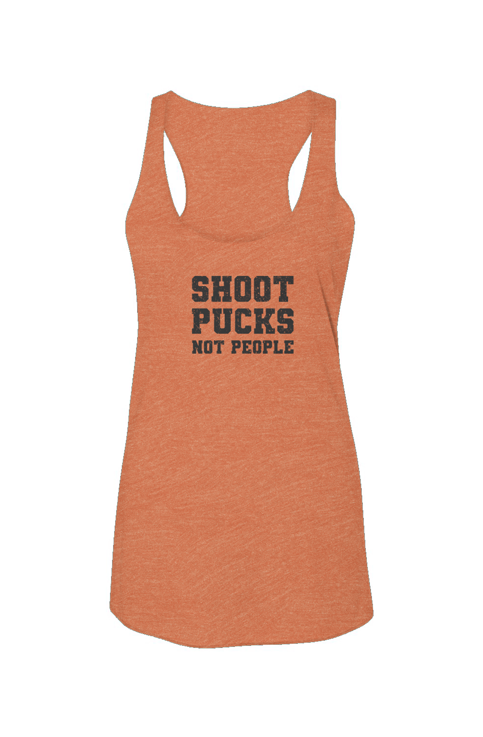 Shoot Pucks Not People Racerback Barn Tank Orange | Barn Garb Hockey Threads
