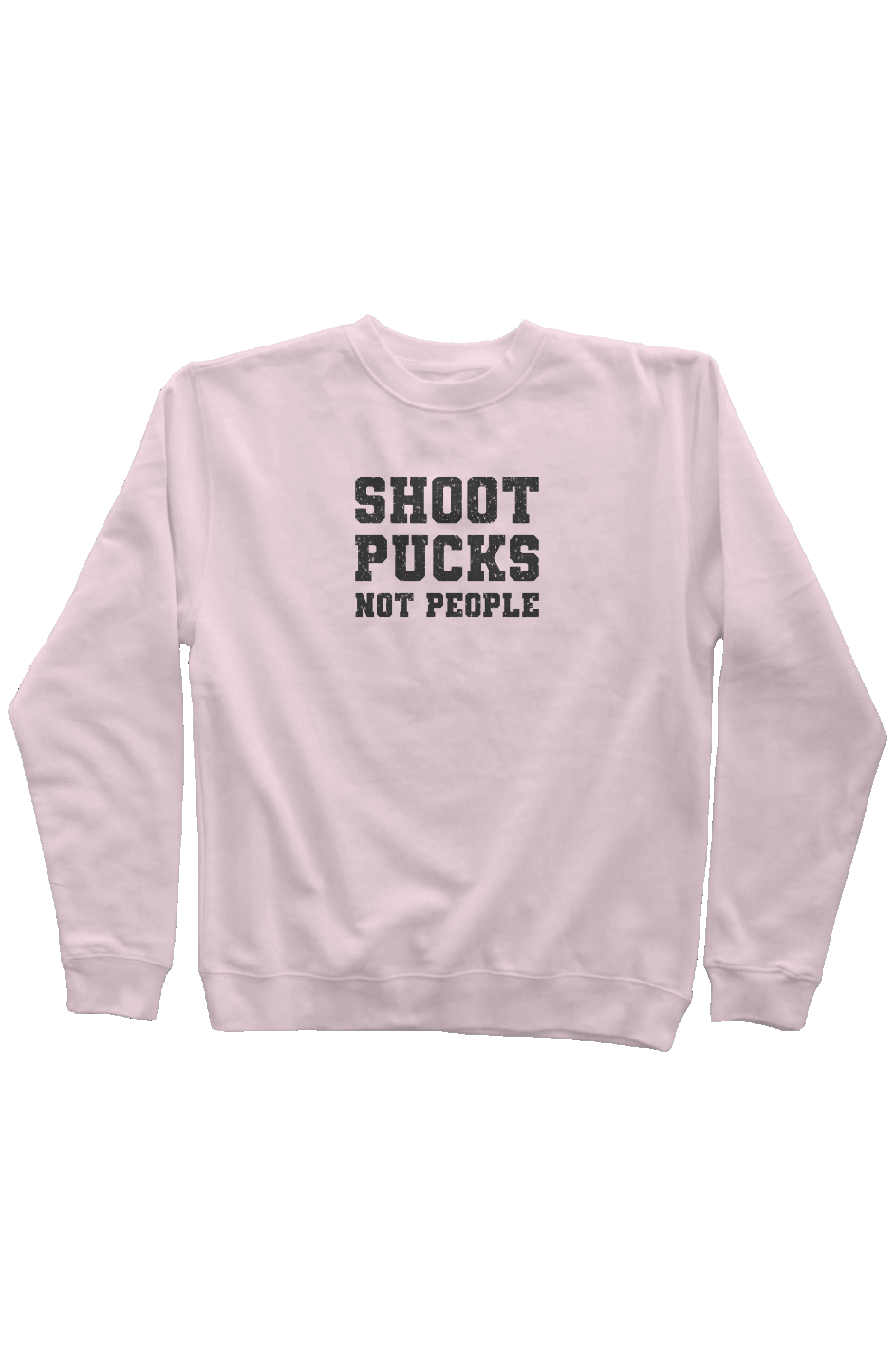 Shoot Pucks Not People Rinkside Crewneck Sweatshirt Pink | Barn Garb Hockey Threads