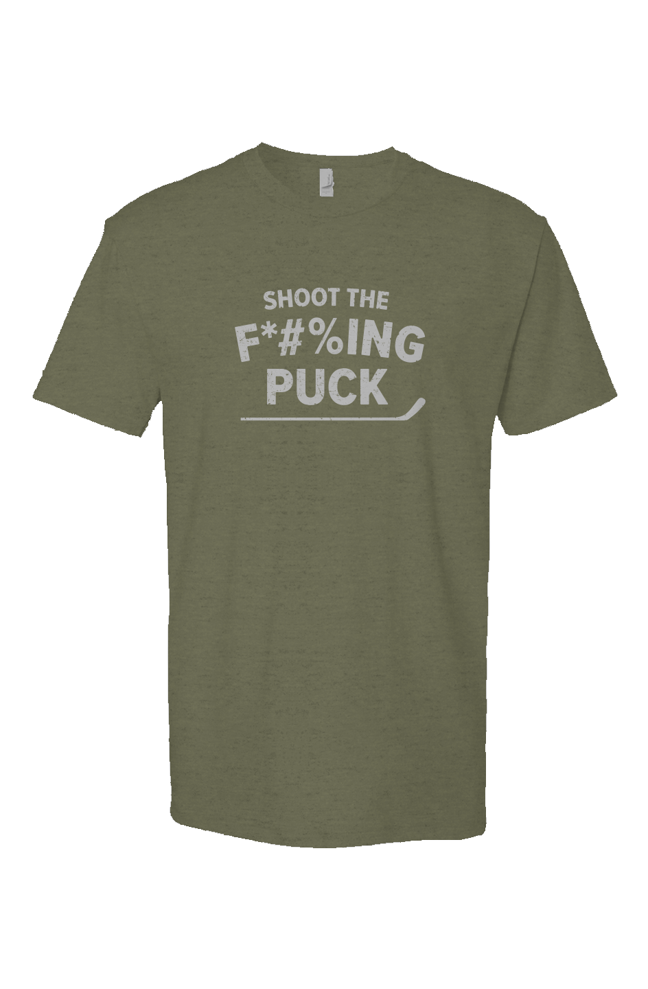 Shoot the F*#%ing Puck Breakaway Performance Tee Military | Barn Garb Hockey Threads