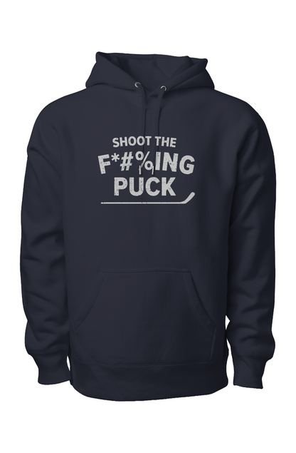 Shoot the F*#%ing Puck Legend Heavyweight Hoodie Navy Blue | Barn Garb Hockey Threads