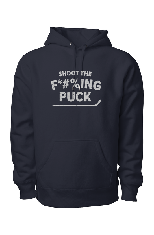Shoot the F*#%ing Puck Legend Heavyweight Hoodie Navy Blue | Barn Garb Hockey Threads