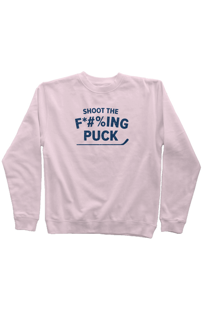 Shoot the F*#%ing Puck Rinkside Crewneck Sweatshirt Pink | Barn Garb Hockey Threads