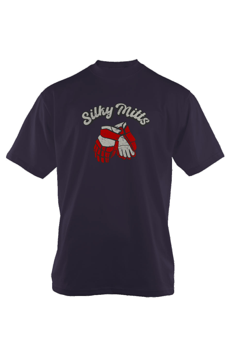 Silky Mitts 90s Throwback Tee Navy Blue | Barn Garb Hockey Threads