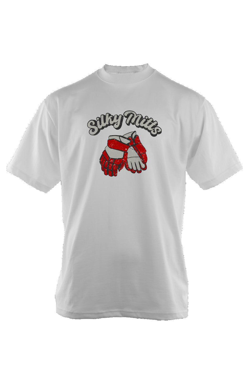 Silky Mitts 90s Throwback Tee White | Barn Garb Hockey Threads