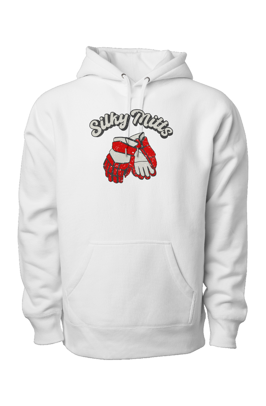 Silky Mitts Legend Heavyweight Hoodie White | Barn Garb Hockey Threads