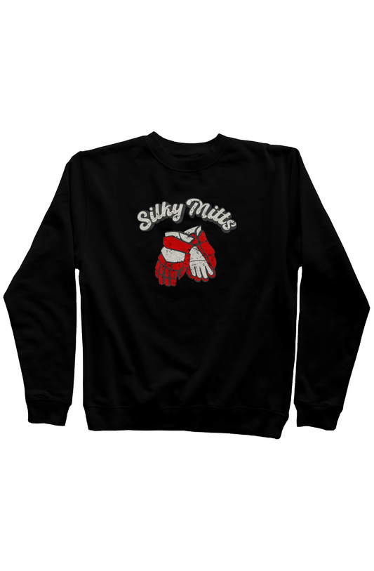 Silky Mitts Rinkside Crewneck Sweatshirt Black | Barn Garb Hockey Threads