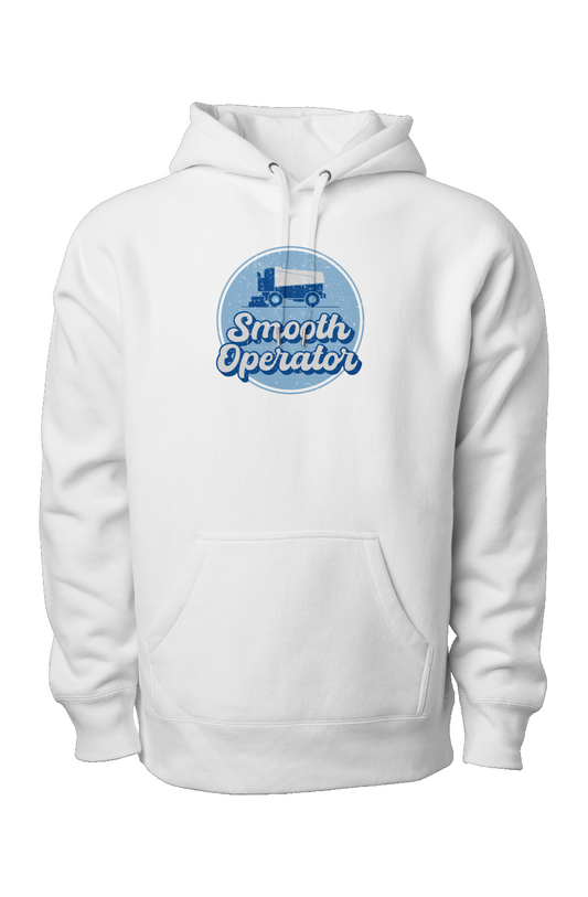 Smooth Operator Rink Badge Legend Heavyweight Hoodie White | Barn Garb Hockey Threads