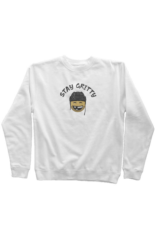 Stay Gritty Rinkside Crewneck Sweatshirt White | Barn Garb Hockey Threads