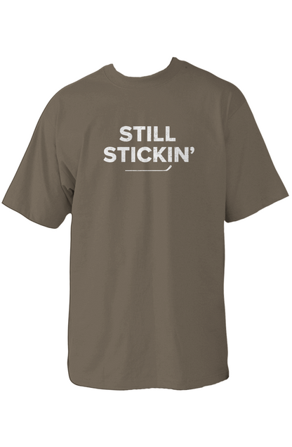 Still Stickin' 90s Throwback Tee Military Green | Barn Garb Hockey Threads