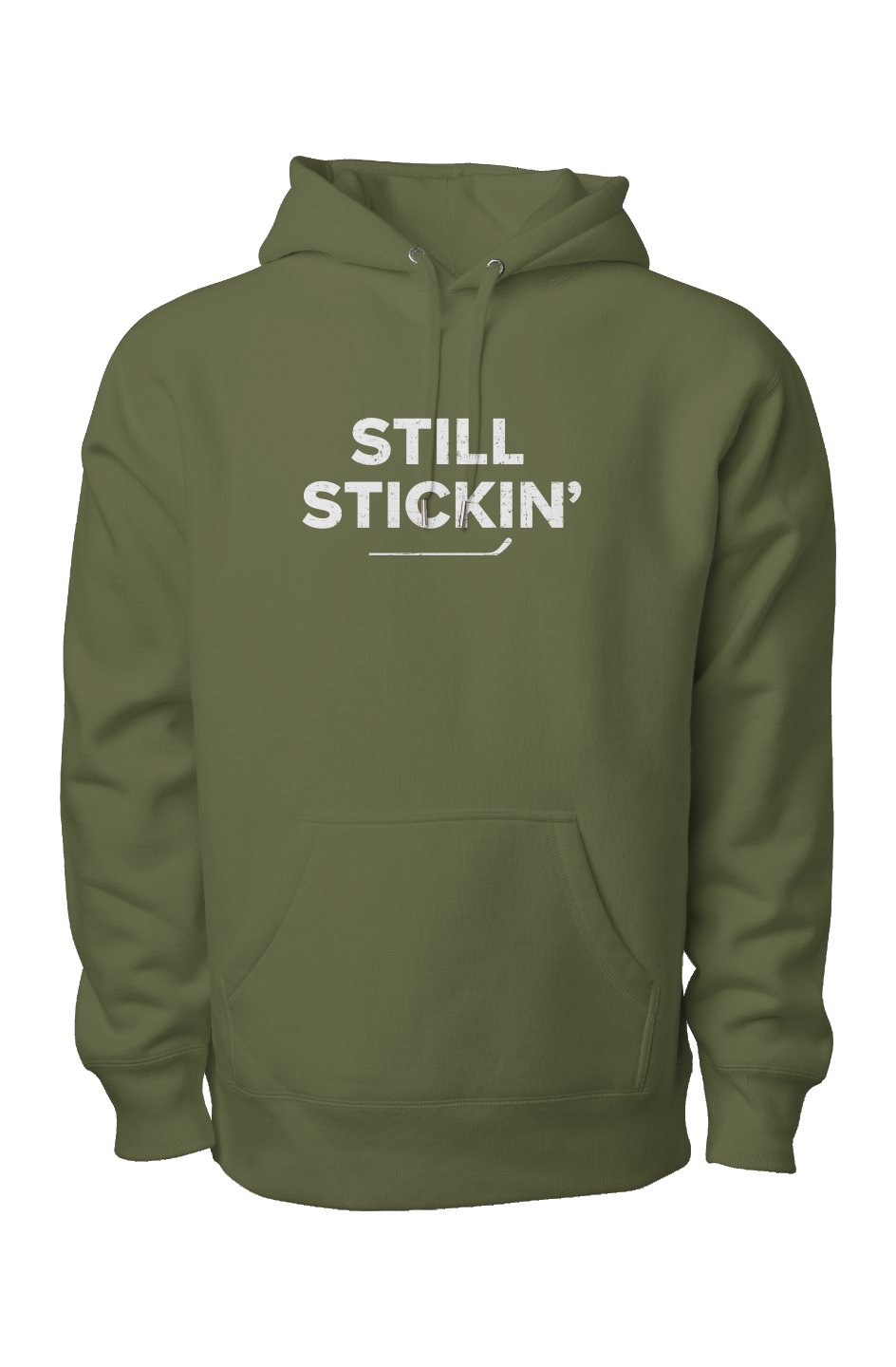 Still Stickin' Legend Heavyweight Hoodie Military Green | Barn Garb Hockey Threads
