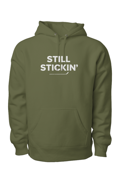 Still Stickin' Legend Heavyweight Hoodie Military Green | Barn Garb Hockey Threads