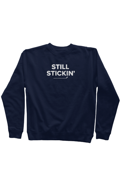 Still Stickin' Rinkside Crewneck Sweatshirt Navy Blue | Barn Garb Hockey Threads