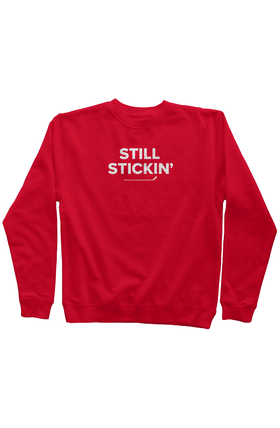 Still Stickin' Rinkside Crewneck Sweatshirt Red | Barn Garb Hockey Threads