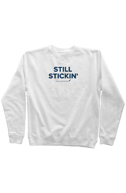 Still Stickin' Rinkside Crewneck Sweatshirt White | Barn Garb Hockey Threads