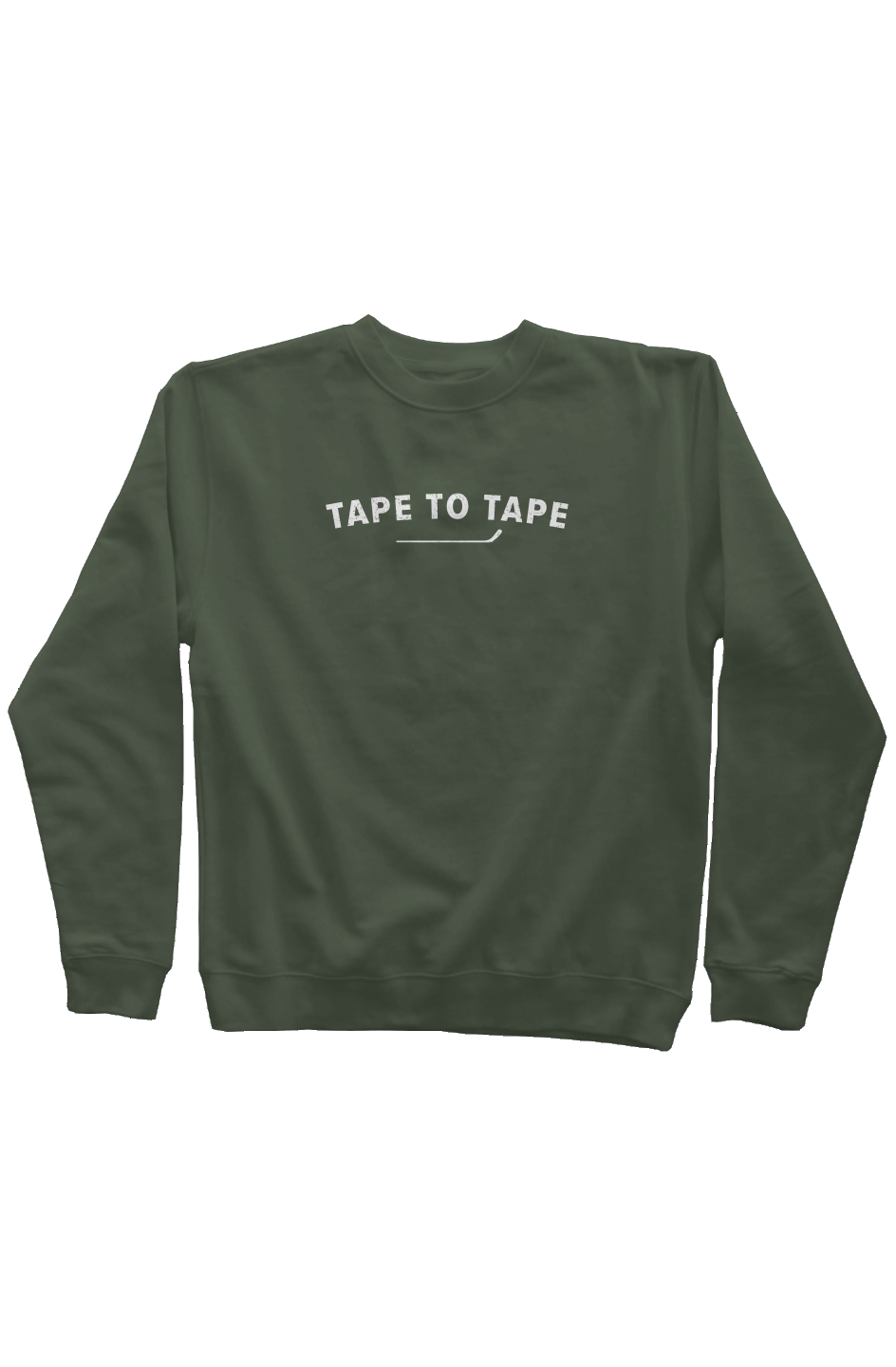 Tape to Tape Rinkside Crewneck Sweatshirt Military Green | Barn Garb Hockey Threads