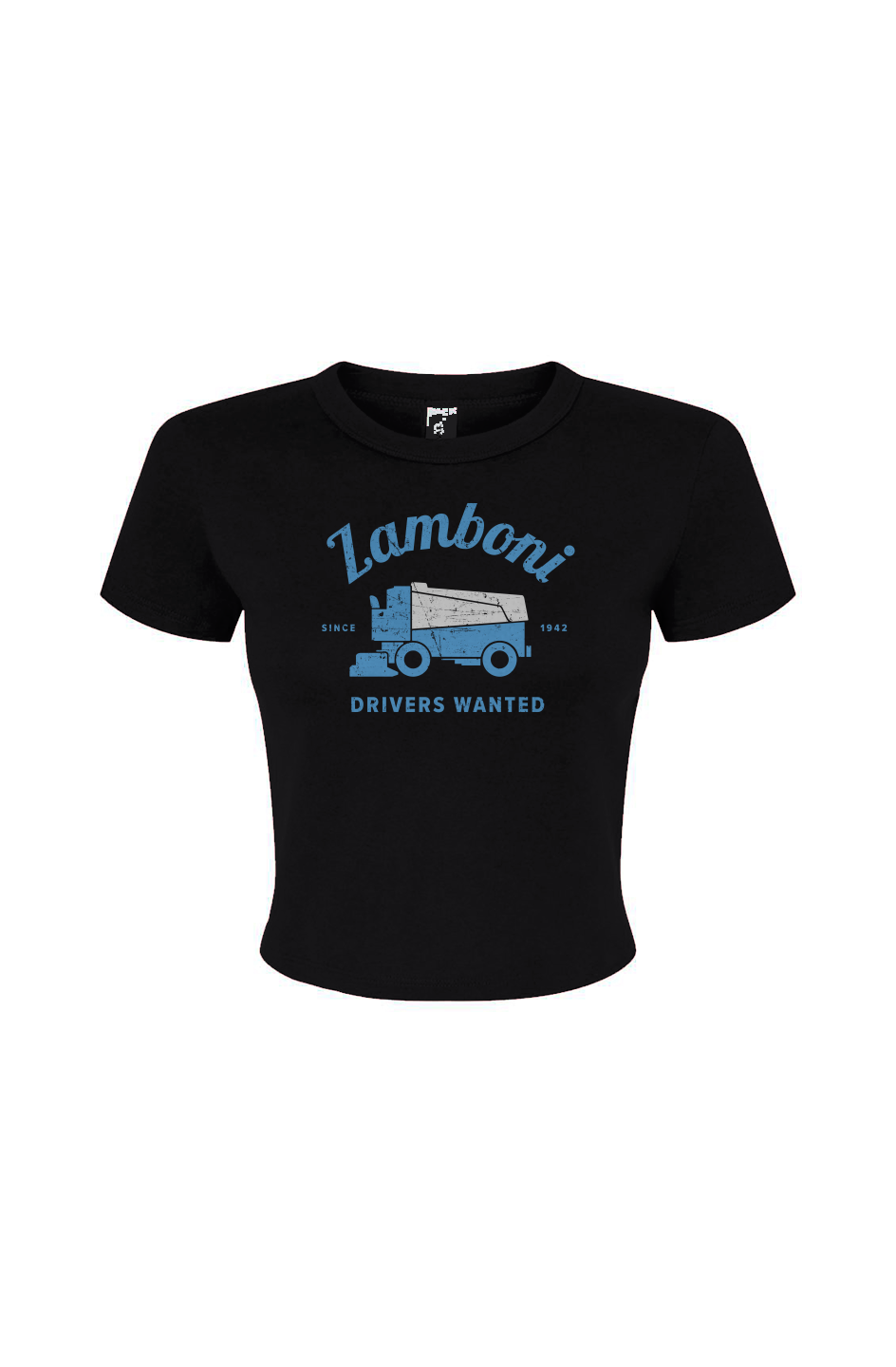 The Barn Babe Drivers Wanted Micro Rib Baby Tee Black | Barn Garb Hockey Threads