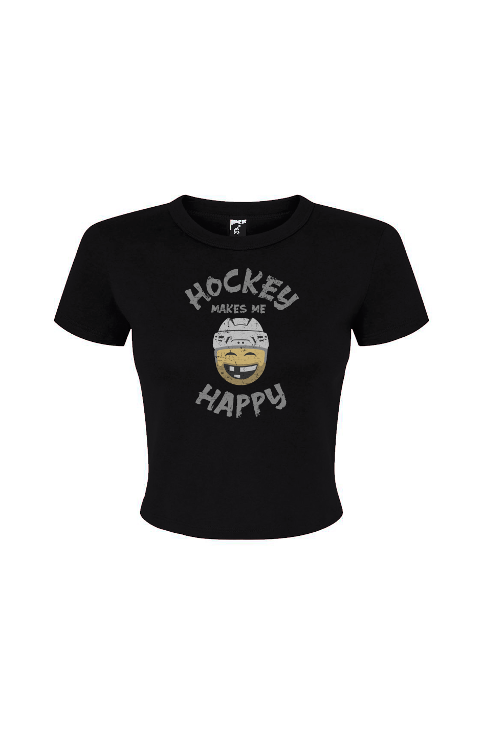 The Barn Babe Hockey Makes Me Happy Baby Tee Black | Barn Garb Hockey Threads