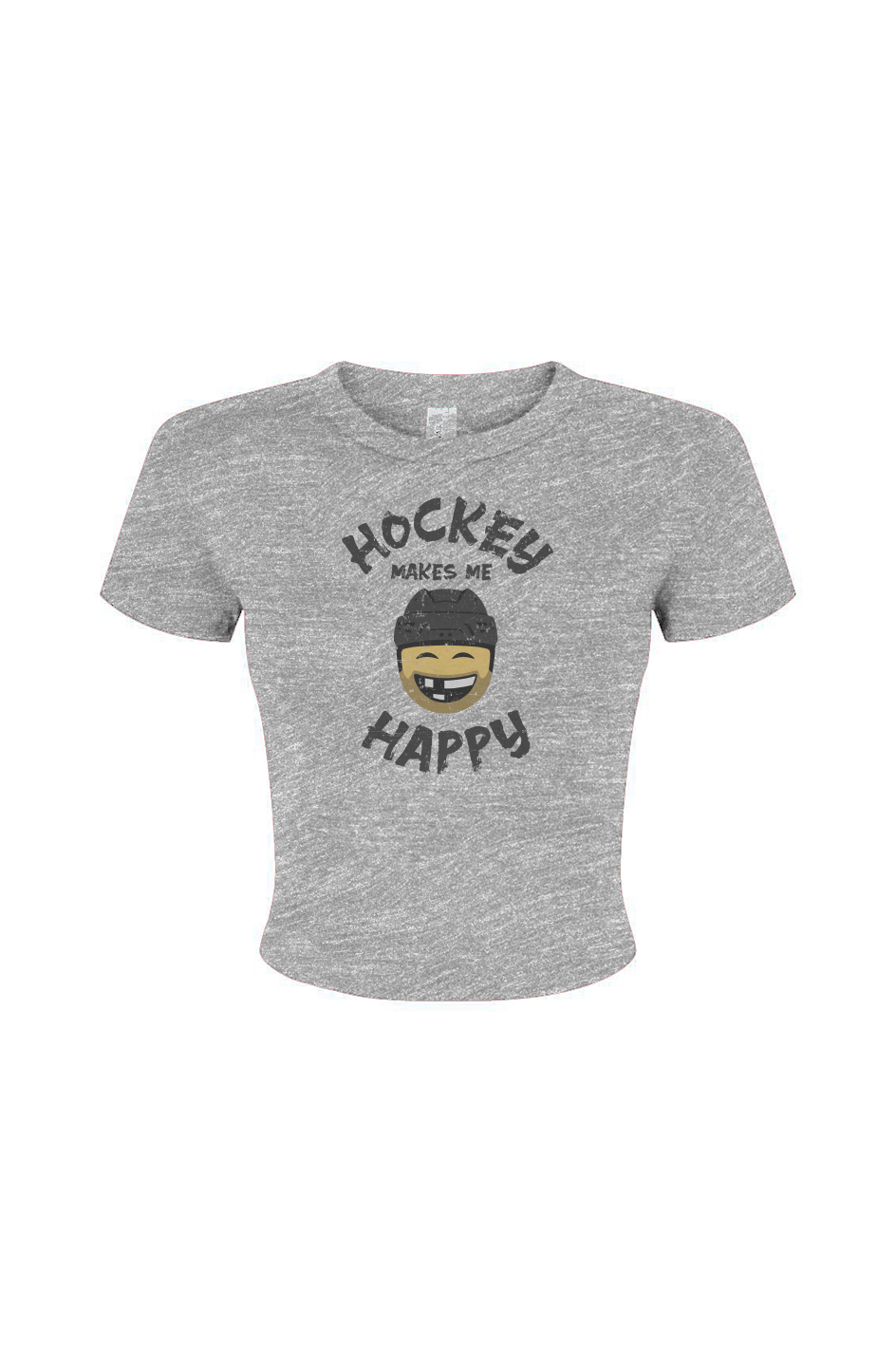 The Barn Babe Hockey Makes Me Happy Baby Tee Grey | Barn Garb Hockey Threads