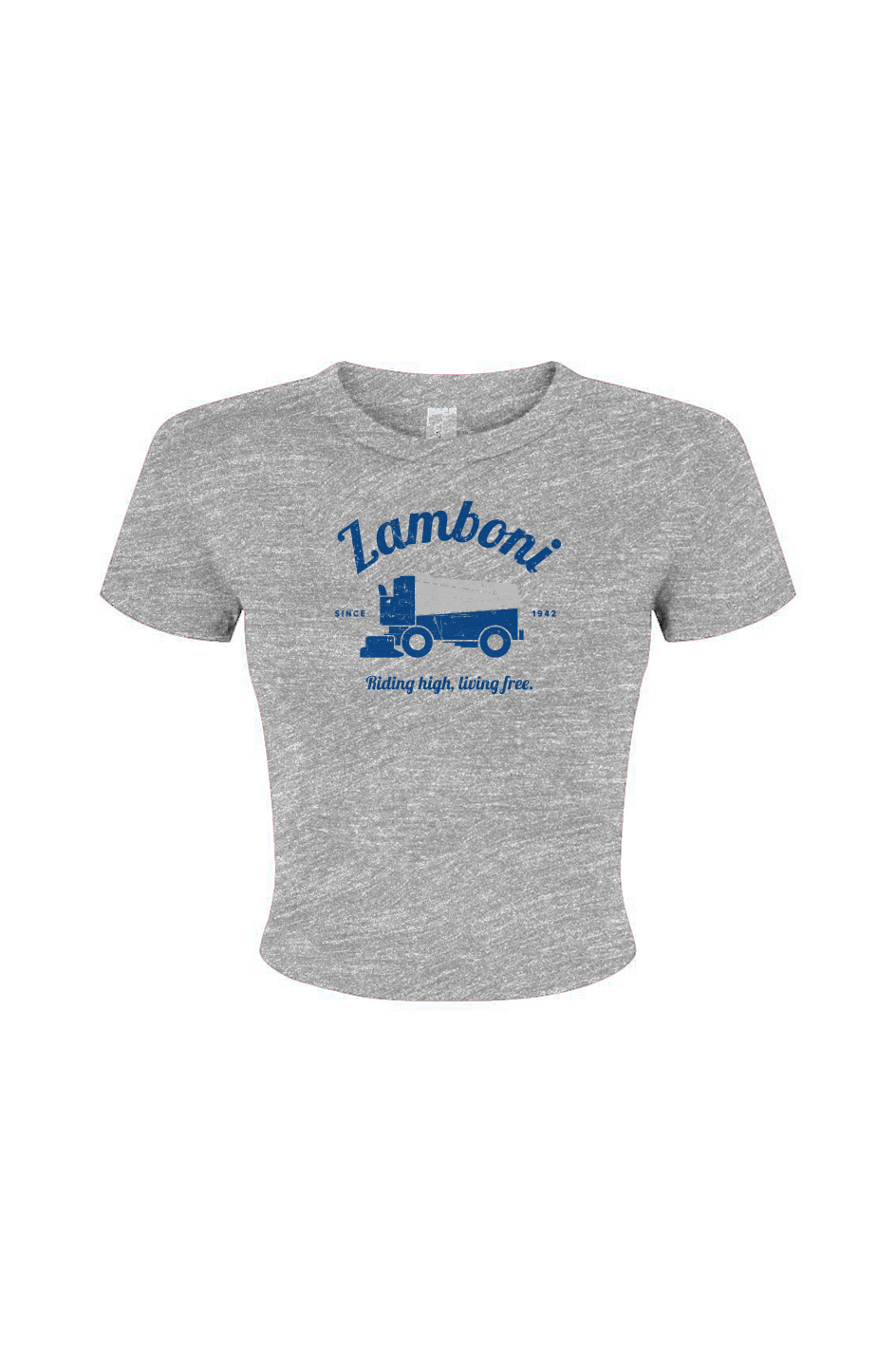 The Barn Babe Riding High Living Free Micro Rib Baby Tee Grey | Barn Garb Hockey Threads