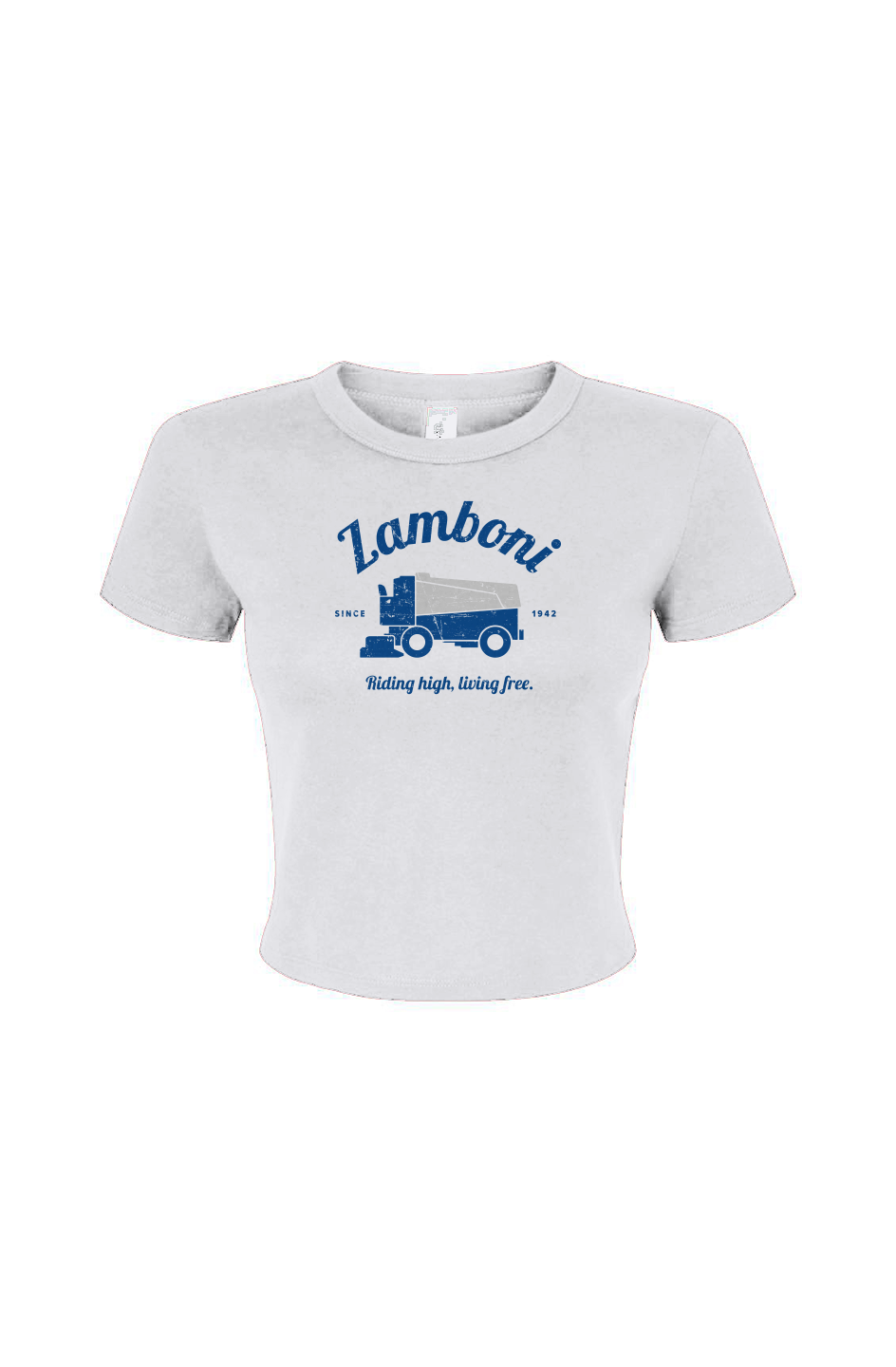 The Barn Babe Riding High Living Free Micro Rib Baby Tee White | Barn Garb Hockey Threads